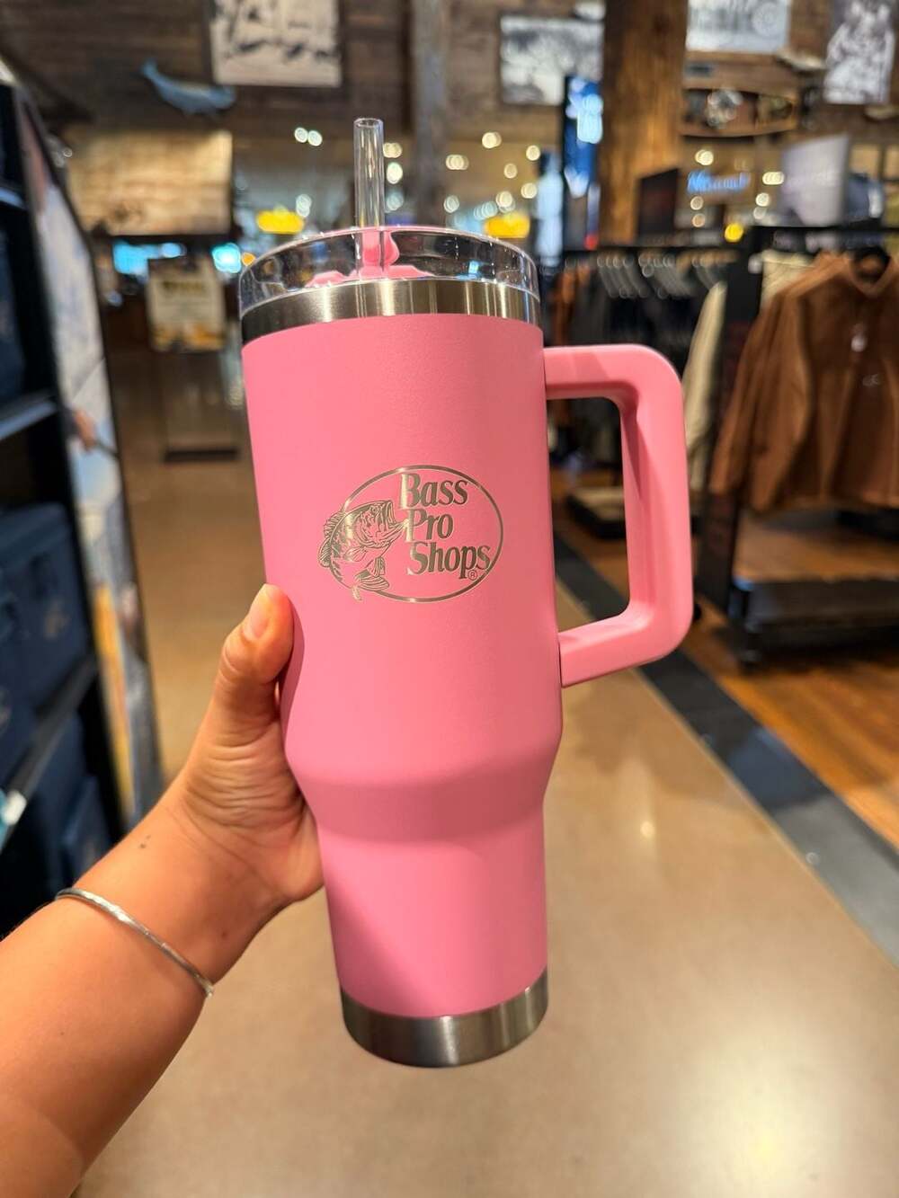 Bass Pro Shops 40-oz. Mug with Slider Lid and Straw - Pink
